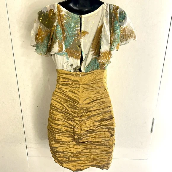 NICOLE MILLER Gold Cocktail Dress - Picture 4 of 5